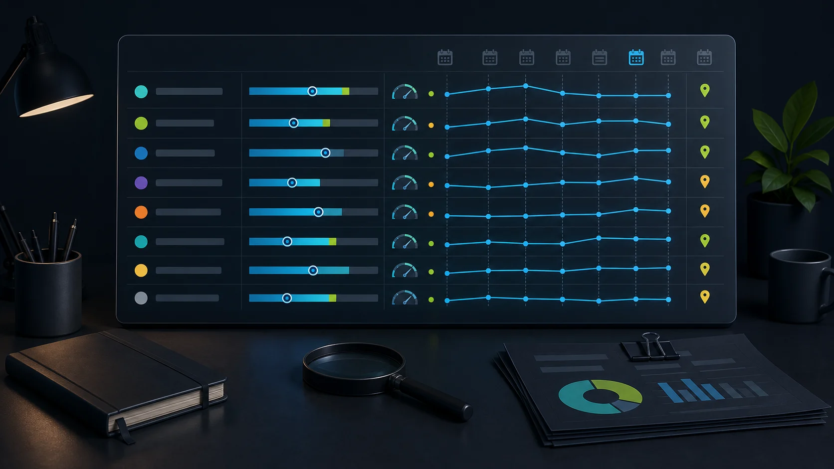 Editorial pricing-index tracker with plan meters, updated columns, and cost-watch cues.